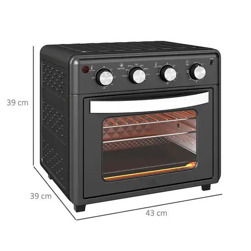 Horno Eléctrico Multifunción de Sobremesa de 30L 1600W 43x39x39cm Negro HOMCOM