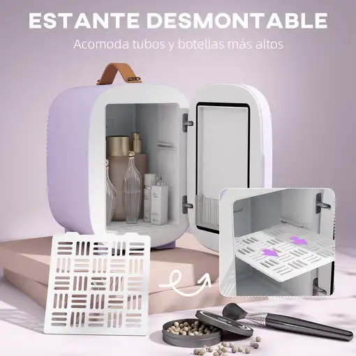 Nevera Pequeña 4L para Enfriar y Calentar 20,3x26,3x28 cm Violeta HOMCOM