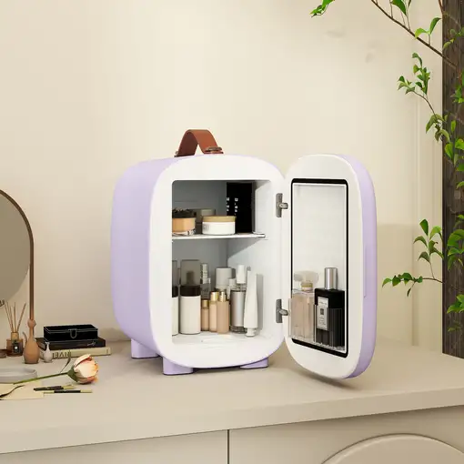 Nevera Pequeña 4L para Enfriar y Calentar 20,3x26,3x28 cm Violeta HOMCOM