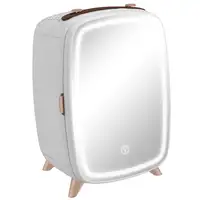 Nevera Cosméticos 6L 9V con Puerta con Espejo 24,3x19,4x35,6 cm Blanco HOMCOM