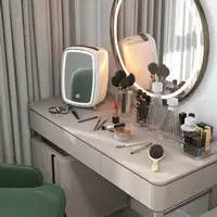 Nevera Cosméticos 6L 9V con Puerta con Espejo 24,3x19,4x35,6 cm Blanco HOMCOM