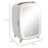 Nevera Cosméticos 6L 9V con Puerta con Espejo 24,3x19,4x35,6 cm Blanco HOMCOM