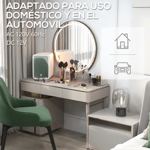 Nevera Cosméticos 10L Extrasilenciosa 12V/240V para Enfriar y Calentar HOMCOM