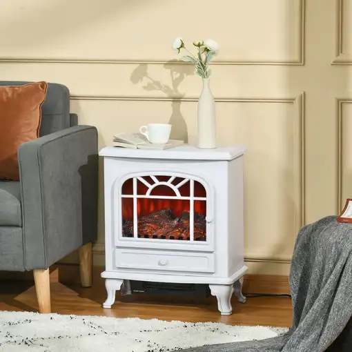 Chimenea Eléctrica 1000/2000W con Efecto Llama Brillo Regulable y HOMCOM