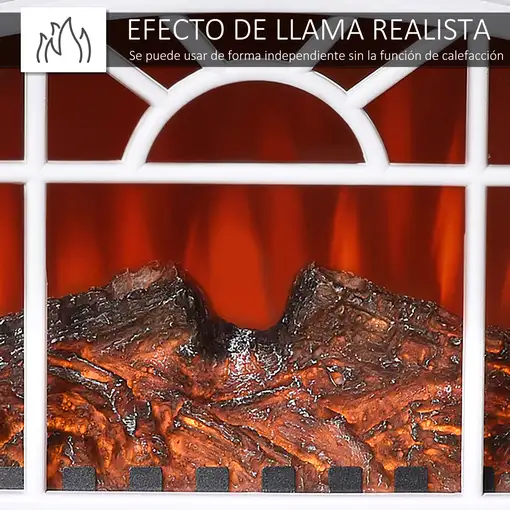 Chimenea Eléctrica 1000/2000W con Efecto Llama Brillo Regulable y HOMCOM