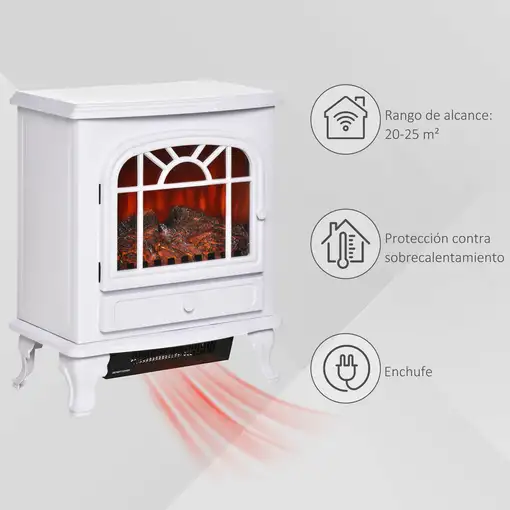 Chimenea Eléctrica 1000/2000W con Efecto Llama Brillo Regulable y HOMCOM