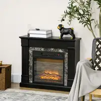 Chimenea Eléctrica 1800W con Efecto de Llama para Sala 30 m² Negro HOMCOM Chimenea Eléctrica 1800W con Efecto de Llama para Sala 30 m² Negro HOMCOM
