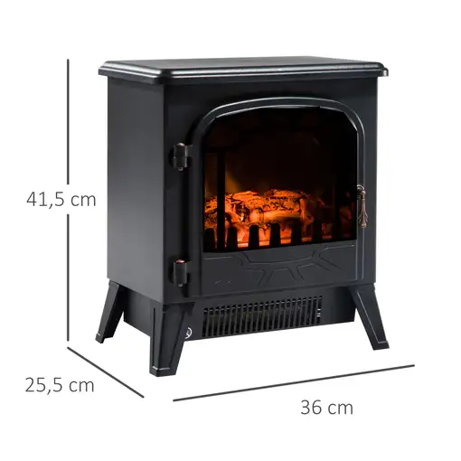 Chimenea Eléctrica Portátil 925W/1800W con Efecto de Llama 36x25,5x41,5cm HOMCOM
