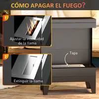 Chimenea de Bioetanol de Pie con Tanque de 0,9 L 38x22x54 cm Negro HOMCOM
