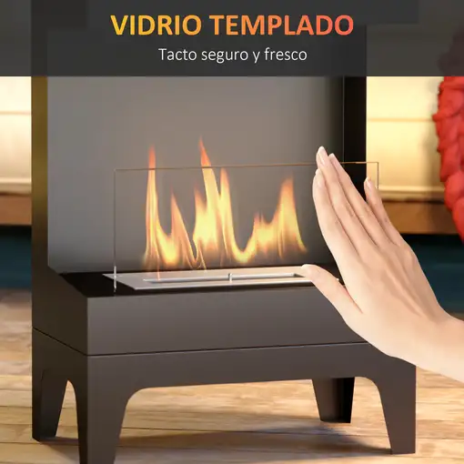Chimenea de Bioetanol de Pie con Tanque de 0,9 L 38x22x54 cm Negro HOMCOM