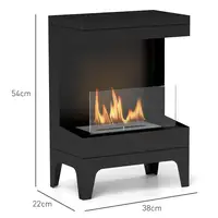 Chimenea de Bioetanol de Pie con Tanque de 0,9 L 38x22x54 cm Negro HOMCOM