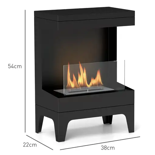 Chimenea de Bioetanol de Pie con Tanque de 0,9 L 38x22x54 cm Negro HOMCOM