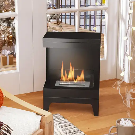 Chimenea de Bioetanol de Pie con Tanque de 0,9 L 38x22x54 cm Negro HOMCOM