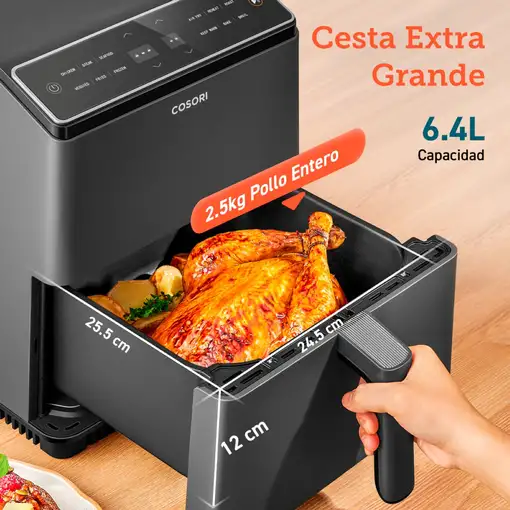 Freidora de aire negra 1700W, 6,4 litros Dual Blaze Chef Edition COSORI