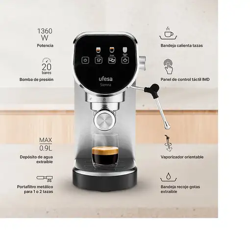 Cafeteras express Manual Negro 0.9 L 71706016 UFESA