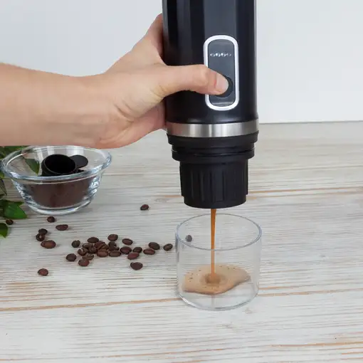 Cafetera portátil negra, cápsulas y café molido, 90 W, 15 bares, Roma PRIXTON