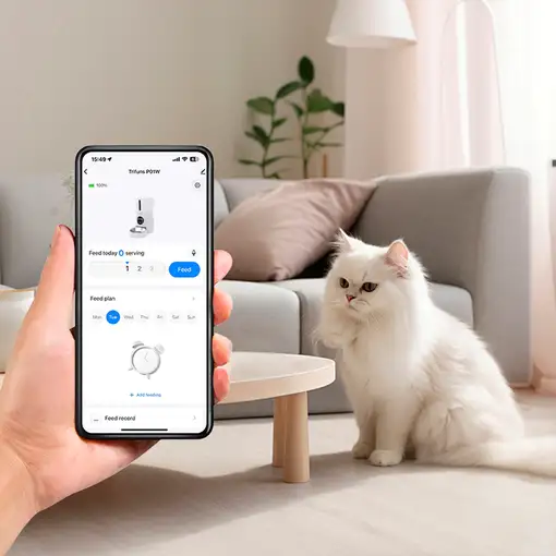Comedero para mascotas, programable, cámara, App móvil, FF100 Pet Feeder PRIXTON