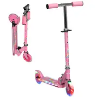 Patinete para Niños Plegable con Luces Música 67x32x65-78 cm Rosa HOMCOM Patinete para Niños Plegable con Luces Música 67x32x65-78 cm Rosa HOMCOM