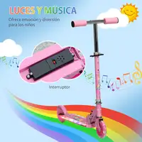 Patinete para Niños Plegable con Luces Música 67x32x65-78 cm Rosa HOMCOM Patinete para Niños Plegable con Luces Música 67x32x65-78 cm Rosa HOMCOM