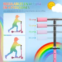 Patinete para Niños Plegable con Luces Música 67x32x65-78 cm Rosa HOMCOM Patinete para Niños Plegable con Luces Música 67x32x65-78 cm Rosa HOMCOM