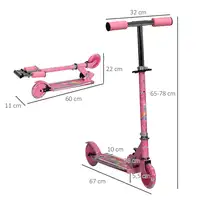 Patinete para Niños Plegable con Luces Música 67x32x65-78 cm Rosa HOMCOM Patinete para Niños Plegable con Luces Música 67x32x65-78 cm Rosa HOMCOM