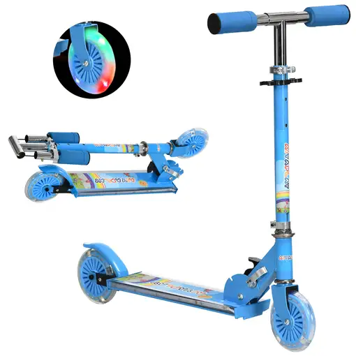 Patinete para Niños Plegable con Luces Música 67x32x65-78 cm Azul HOMCOM Patinete para Niños Plegable con Luces Música 67x32x65-78 cm Azul HOMCOM