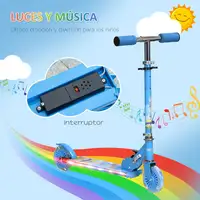 Patinete para Niños Plegable con Luces Música 67x32x65-78 cm Azul HOMCOM Patinete para Niños Plegable con Luces Música 67x32x65-78 cm Azul HOMCOM