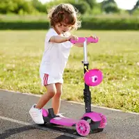 Patinete de 3 Ruedas para +18 Meses con Asiento Extraíble 62x25x72,5 cm HOMCOM Patinete de 3 Ruedas para +18 Meses con Asiento Extraíble 62x25x72,5 cm HOMCOM