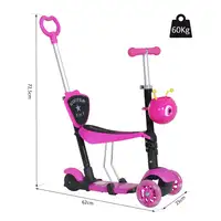 Patinete de 3 Ruedas para +18 Meses con Asiento Extraíble 62x25x72,5 cm HOMCOM Patinete de 3 Ruedas para +18 Meses con Asiento Extraíble 62x25x72,5 cm HOMCOM