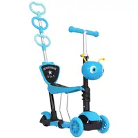 3 en 1 Patinete para Niños +18 Meses Asiento Extraíble 62x25x72,5cm Azul HOMCOM 3 en 1 Patinete para Niños +18 Meses Asiento Extraíble 62x25x72,5cm Azul HOMCOM