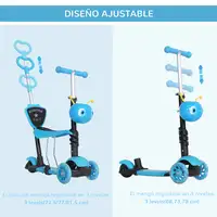 3 en 1 Patinete para Niños +18 Meses Asiento Extraíble 62x25x72,5cm Azul HOMCOM 3 en 1 Patinete para Niños +18 Meses Asiento Extraíble 62x25x72,5cm Azul HOMCOM