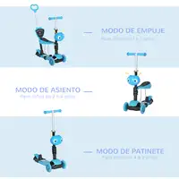 3 en 1 Patinete para Niños +18 Meses Asiento Extraíble 62x25x72,5cm Azul HOMCOM 3 en 1 Patinete para Niños +18 Meses Asiento Extraíble 62x25x72,5cm Azul HOMCOM