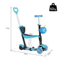 3 en 1 Patinete para Niños +18 Meses Asiento Extraíble 62x25x72,5cm Azul HOMCOM 3 en 1 Patinete para Niños +18 Meses Asiento Extraíble 62x25x72,5cm Azul HOMCOM