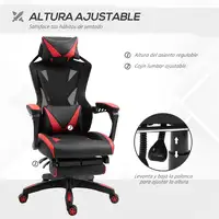 Silla Gaming Ergonómica Oficina Respaldo Regulable 65x70x117-125cm Rojo Vinsetto Silla Gaming Ergonómica Oficina Respaldo Regulable 65x70x117-125cm Rojo Vinsetto