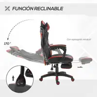 Silla Gaming Ergonómica Oficina Respaldo Regulable 65x70x117-125cm Rojo Vinsetto Silla Gaming Ergonómica Oficina Respaldo Regulable 65x70x117-125cm Rojo Vinsetto