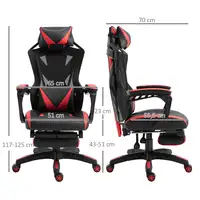Silla Gaming Ergonómica Oficina Respaldo Regulable 65x70x117-125cm Rojo Vinsetto Silla Gaming Ergonómica Oficina Respaldo Regulable 65x70x117-125cm Rojo Vinsetto