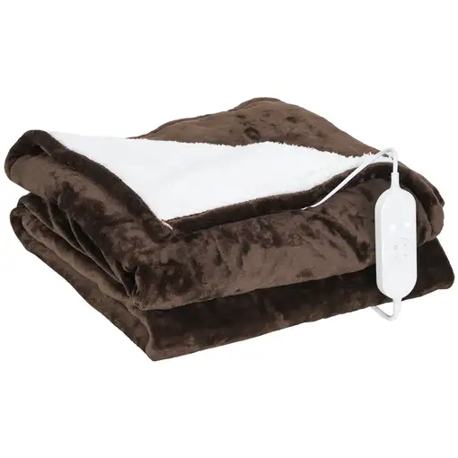 Manta eléctrica marrón, 120 W, 10 temperaturas, 180x130 cm, 810-033V90BN HOMCOM