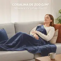 Manta Eléctrica 180x130 cm Lavar a Máquina Azul HOMCOM Manta Eléctrica 180x130 cm Lavar a Máquina Azul HOMCOM