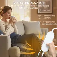 Manta Eléctrica 180x130 cm Lavar a Máquina Azul HOMCOM Manta Eléctrica 180x130 cm Lavar a Máquina Azul HOMCOM