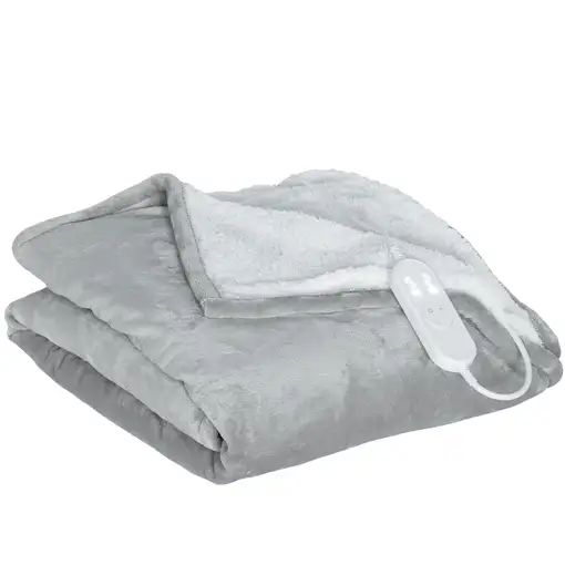 Manta Eléctrica 180x130 cm 10 Niveles de Temperatura Gris HOMCOM