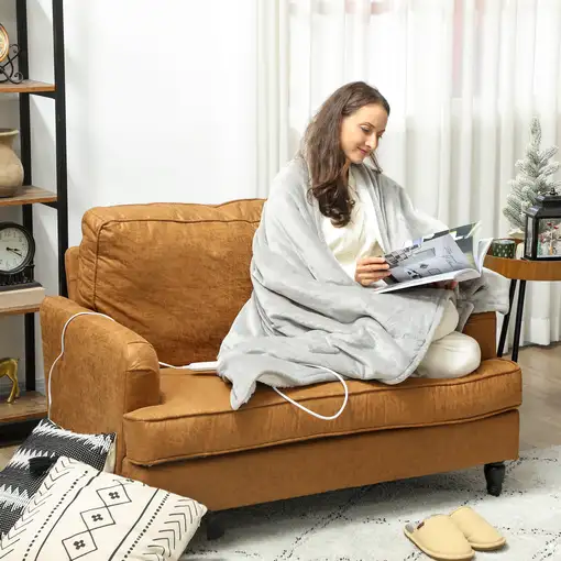 Manta Eléctrica 180x130 cm 10 Niveles de Temperatura Gris HOMCOM