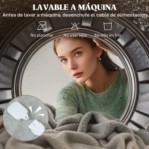 Manta Eléctrica 180x130 cm 10 Niveles de Temperatura Gris HOMCOM