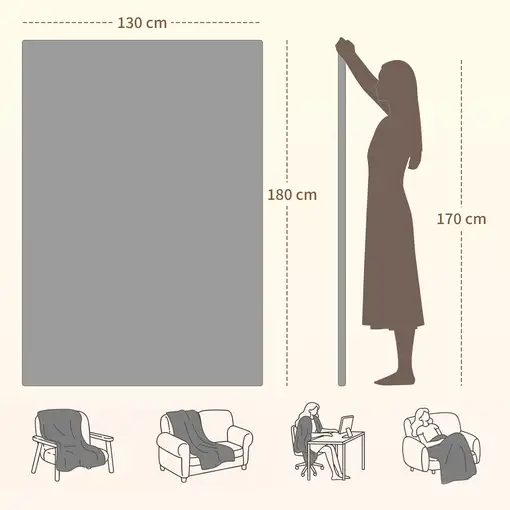 Manta Eléctrica 180x130 cm 10 Niveles de Temperatura Gris HOMCOM