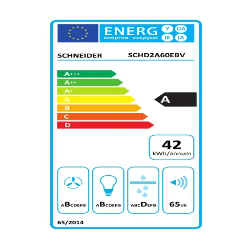 SCHNEIDER Campana extractora, 60cm, 594 m³/h, 3 velocidades, Negro SCHD2A60EBV