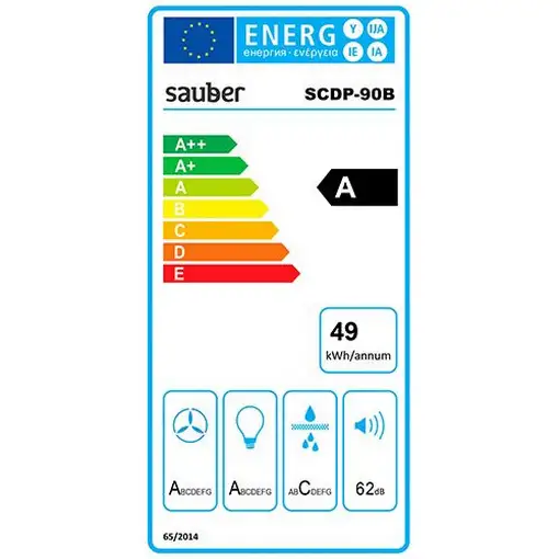 Sauber SCDP90B De pared Negro A 800 m³/h