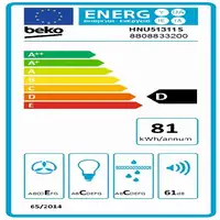 Beko HNU51311S campana Telescópica o extraplana Plata 381 m³/h