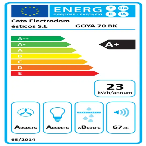 CATA GOYA 70 BK De pared Negro 825 m³/h