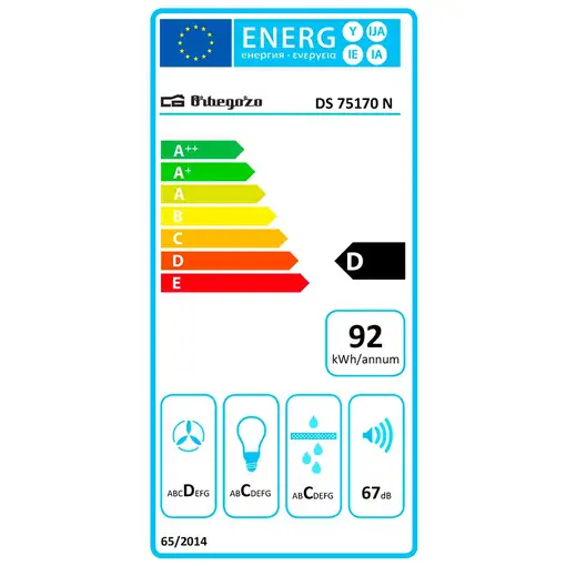 Orbegozo DS 75170 N De pared Negro 579 m³/h