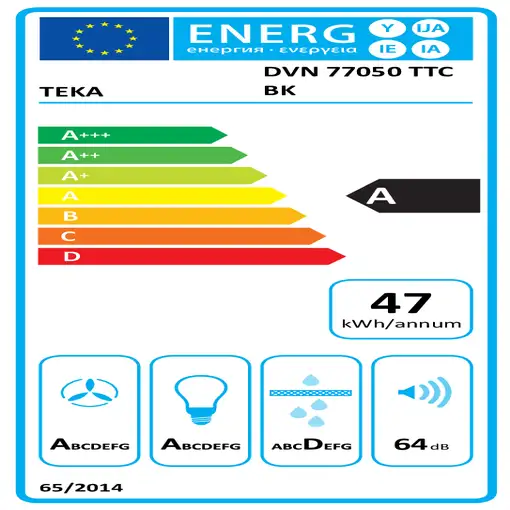Teka DVN 77050 TTC BK De pared Negro 485 m³/h