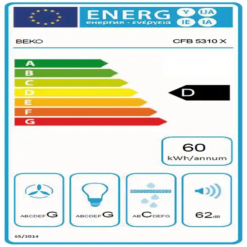 Beko CFB 5310 X campana Encastrada 125 m³/h